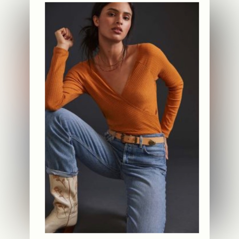 Maeve by Anthropologie ribbed v-neck blouse